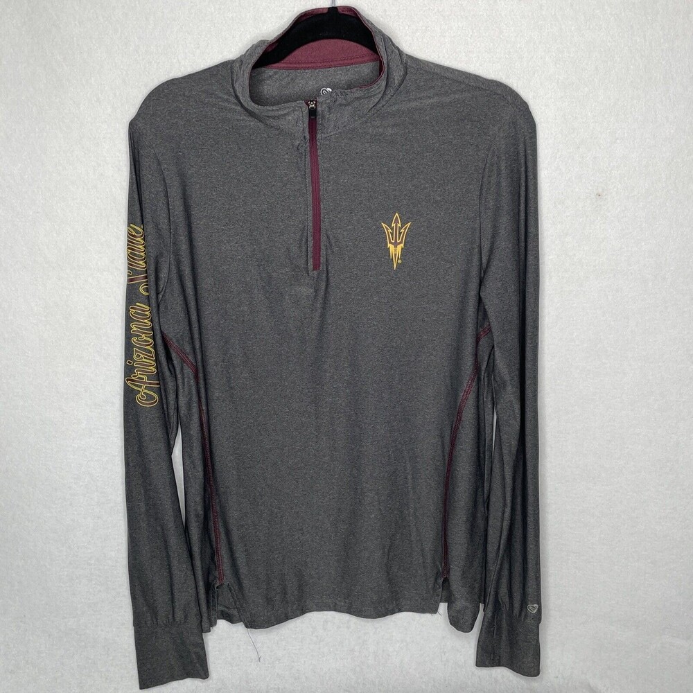 Colosseum Womens Arizona State  University Pullover 1/4 Zip Gray Size Large